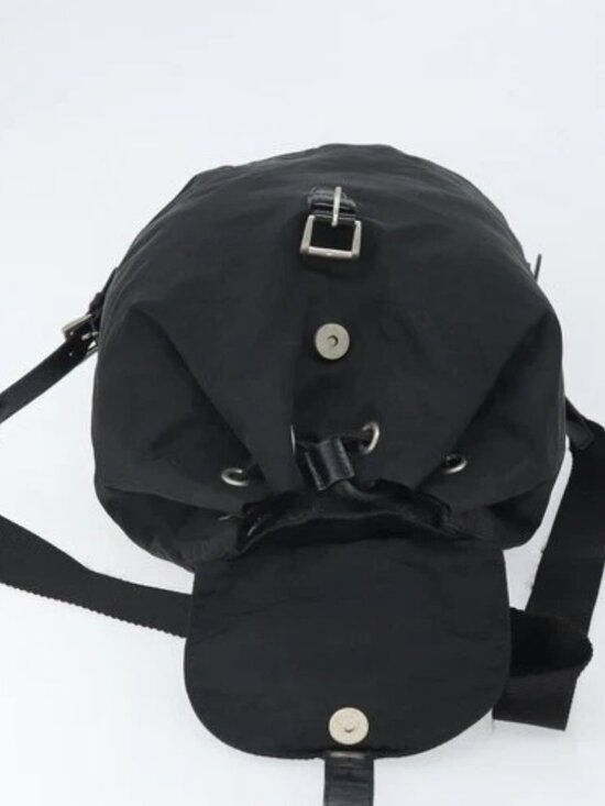 PRADA Backpack Nylon Black Silver Auth 164508